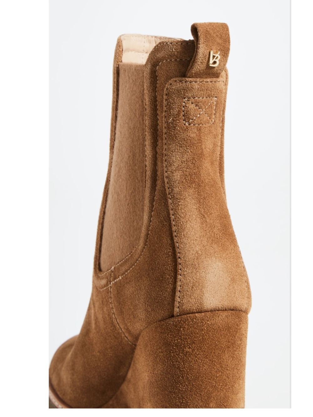 Veronica Beard Aari Wedge Heel Chelsea Boots Size 8 Brown Leather Suede - Picture 3 of 13